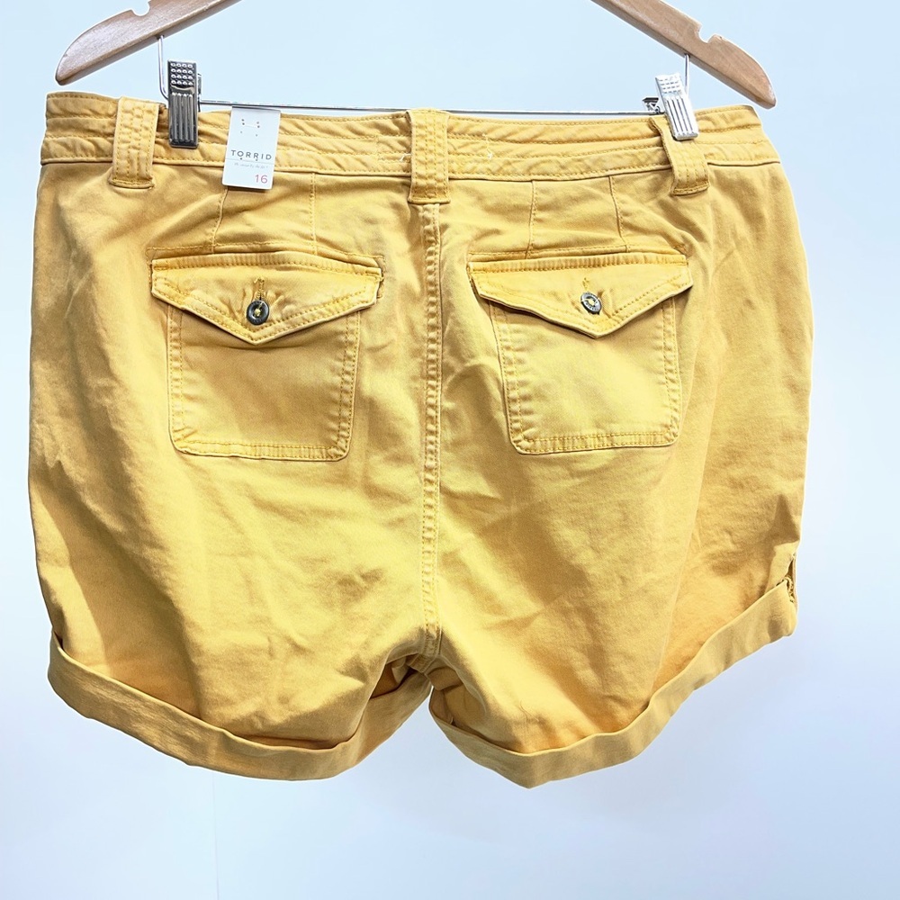 torrid Mustard Roll-Cuff Cargo Shorts - Picture 2 of 3